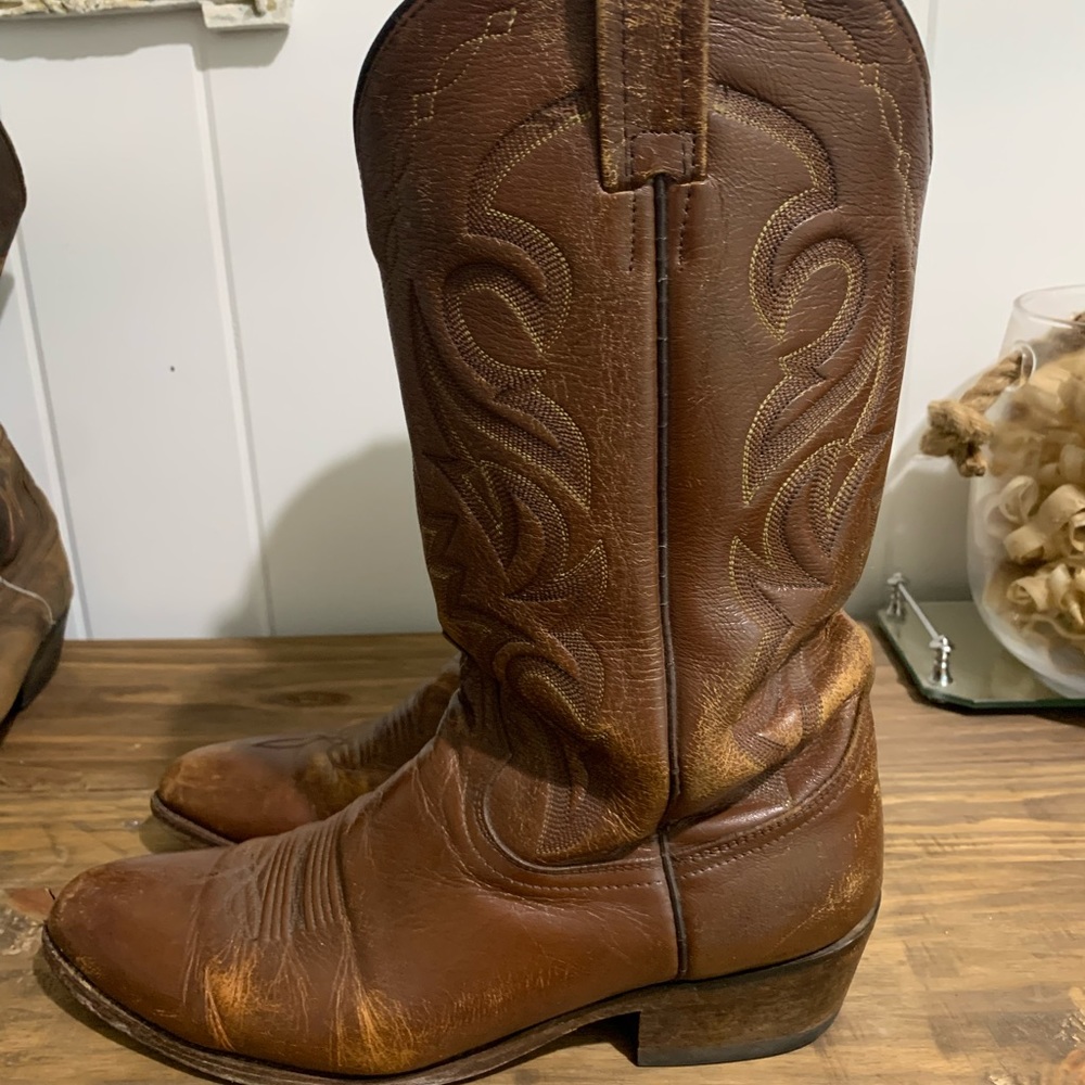 Dan Post Men’s Brown Tan Cowboy Boots (Milwaukee), 11D - Picture 5 of 13